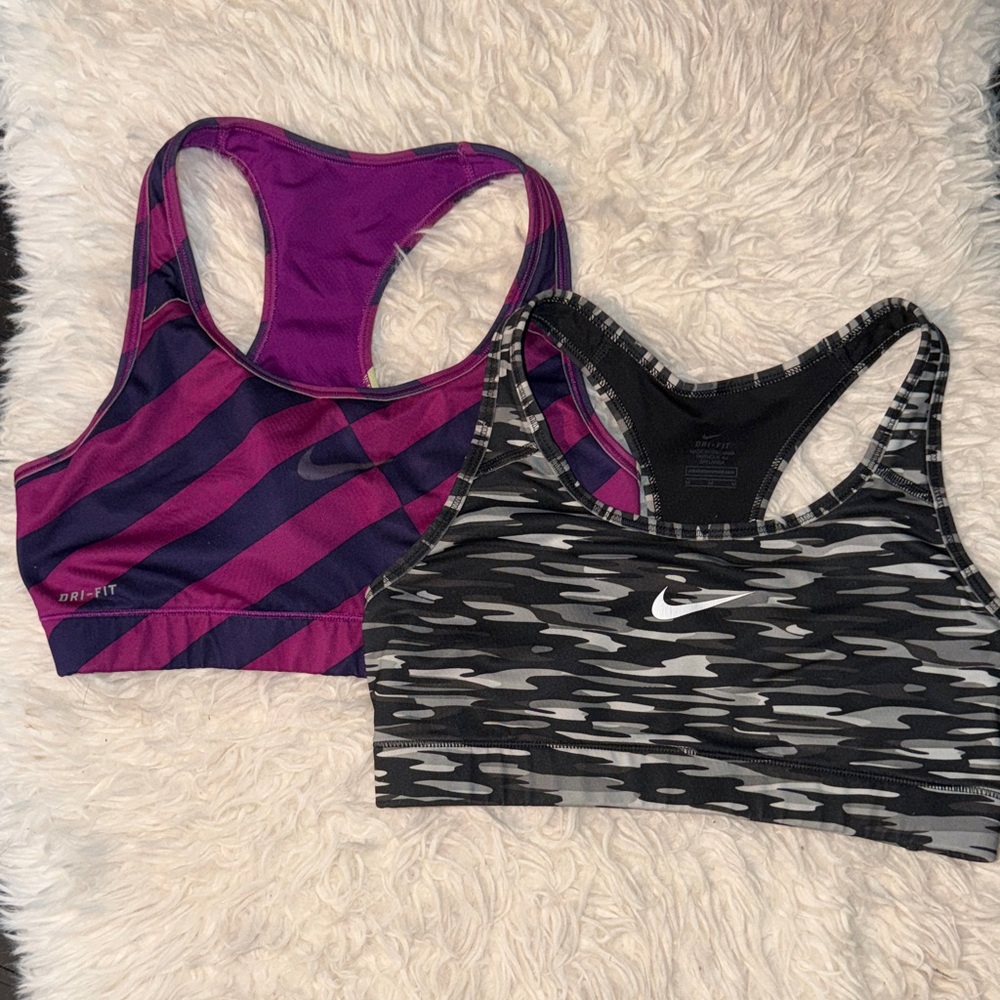 2 Nike Women's Medium Sports Bras - Purple and Black